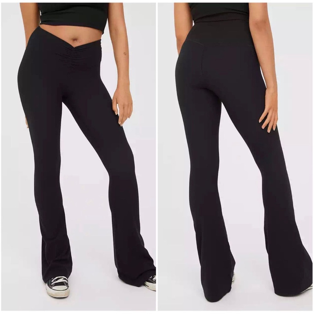 aerie waffle ruched flare leggings